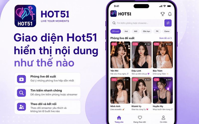 Giao diện Hot51 hiển thị nội dung như thế nào?