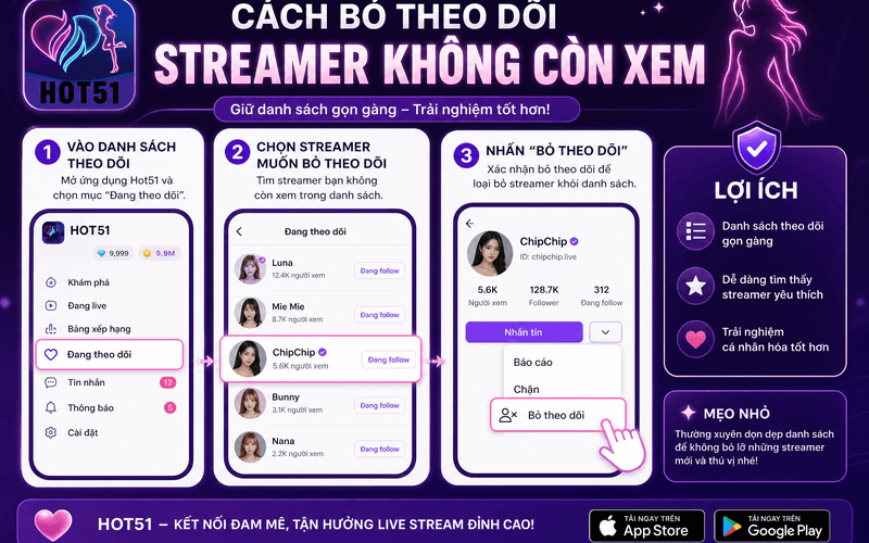 Cách bỏ theo dõi streamer không còn xem