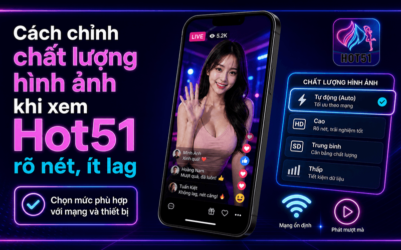 Cách chỉnh chất lượng hình ảnh khi xem Hot51 rõ nét, ít lag